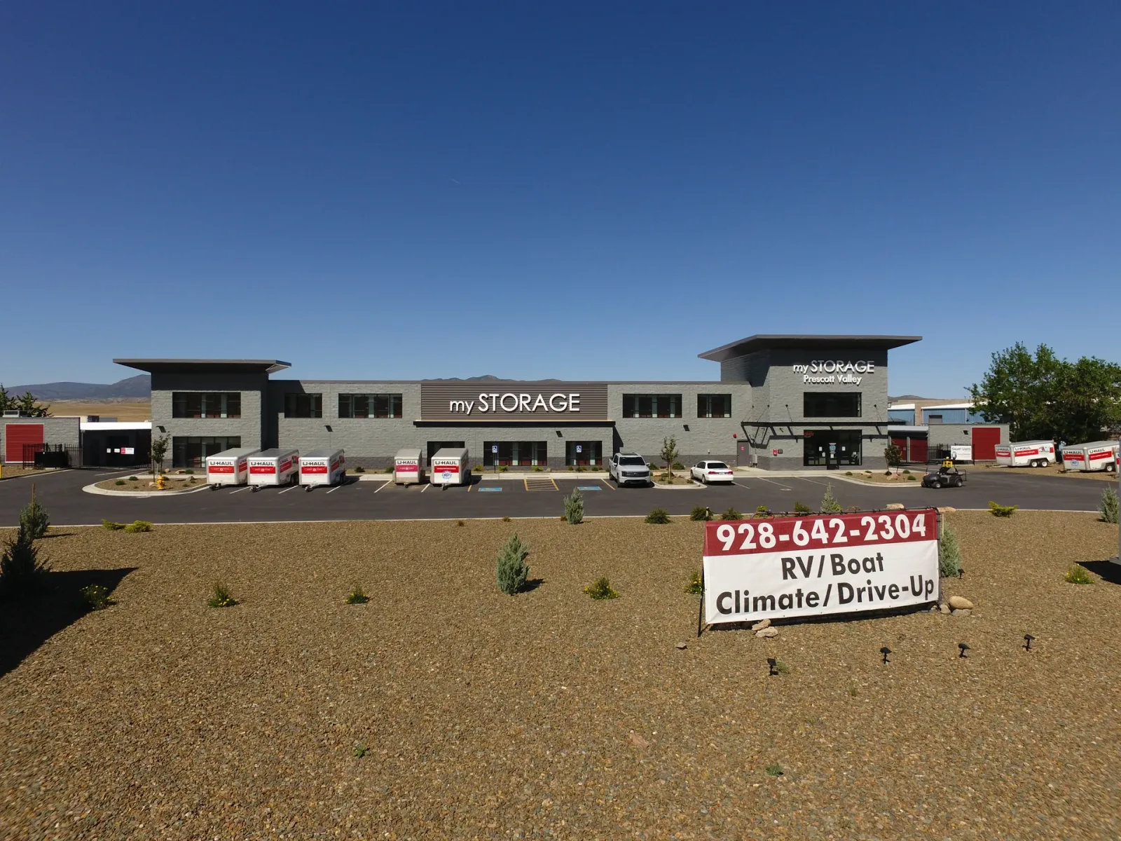 My Storage Prescott Valley front exterior with RV, boat, climate, and drive-up services signage